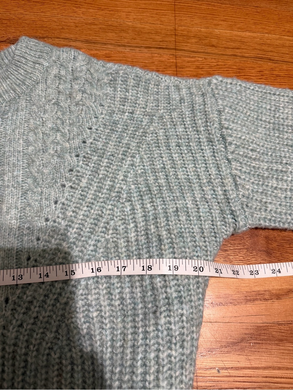 Sonoma Goods For Life M Sweater Dusty Mint Sage Cable Knit Chunky Balloon Sleeve - Picture 6 of 8